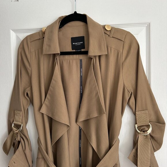Marciano Los Angeles Khaki OliveTrench Coat – Effortlessly Sophisticated Drape - Picture 3 of 8
